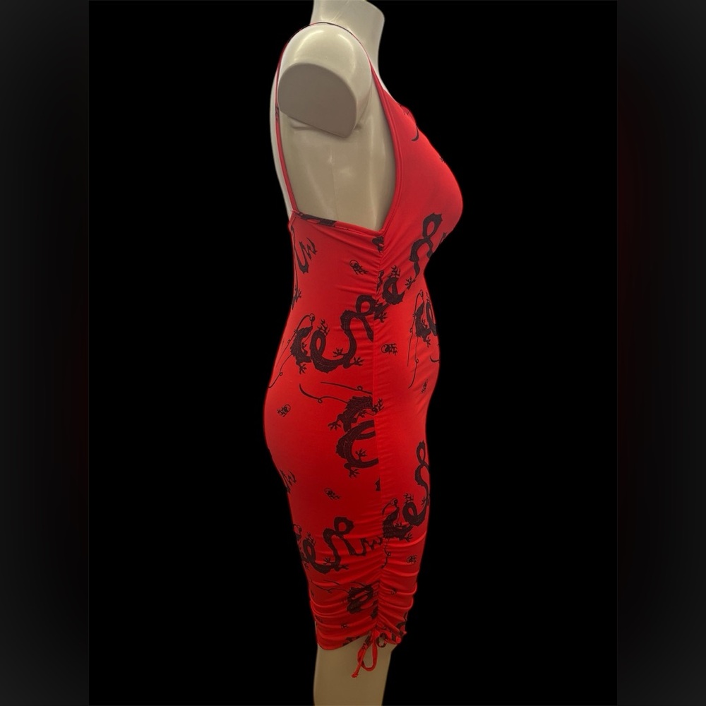 NWT J for Justify Size L Red Ruched Dress. - Picture 2 of 8